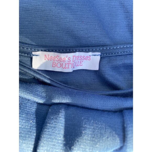 Blue Ruffled Dress X-Large Neesees Dresses Boutique Short Sleeve Polyester/Rayon - Picture 6 of 8